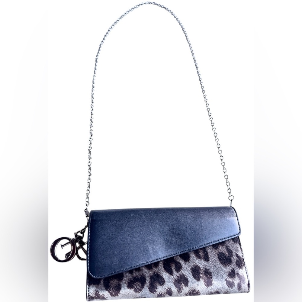 Christian Dior Black/ Grey Diorissimo Recontre Chain Hanfldbag/Wallet